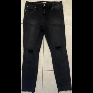 Black Stretchy High Rise Distressed Skinny Jeans